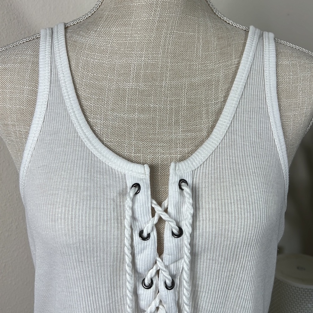 Ocean Drive M White Ribbed Tank - Picture 2 of 13